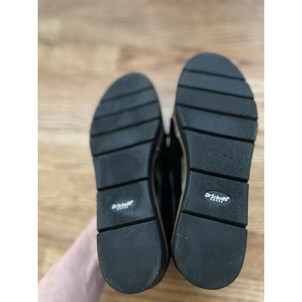 Dr. Scholl's Webster Preppy Loafers Black Slip‎ On Faux Patent Microsuede Sz 6.5